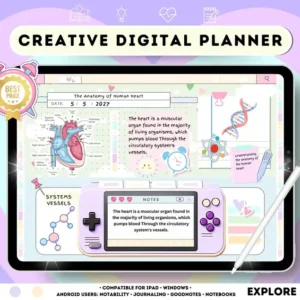 Cute Undated Digital Planner with Realistic Look