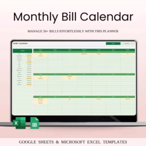 Monthly Bill Calendar Spreadsheet