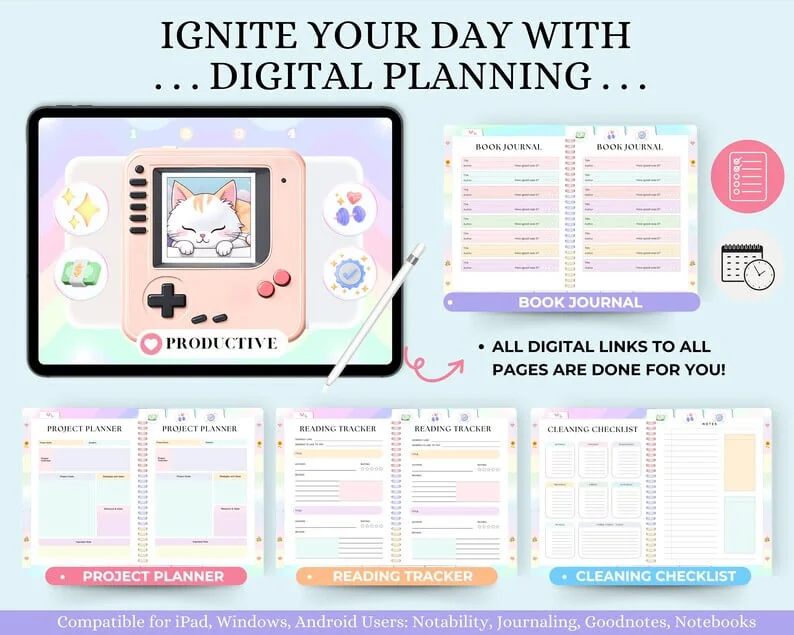 Cute Undated Digital Planner with Realistic Look - Image 5