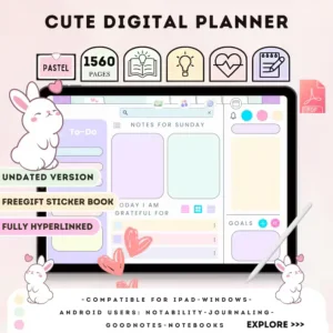 Cute Hyperlinked Digital Planner: Organize Your Life & Boost Productivity