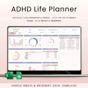 ADHD Planner Template Google Sheets Excel